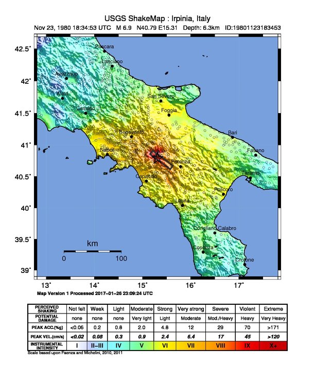 Intensità terremoto Irpinia