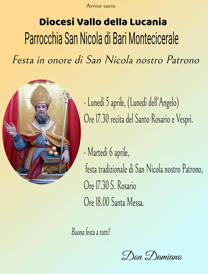 Programma San Nicola di Pasqua 2021