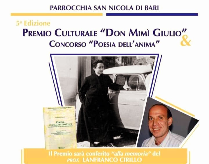 Perito: premio Culturale ‘Don Mimì Giulio’, concorso ‘Poesia dell’Anima’